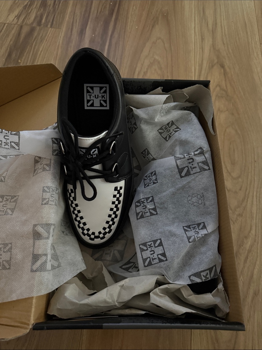 T.U.K Black & White Checkerboard Creeper sneakers